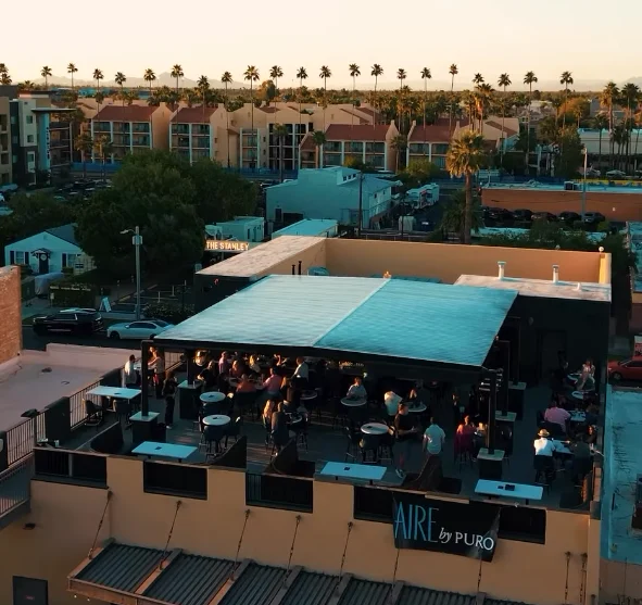 Aerial view of the rooftop and Downtown Chandler
