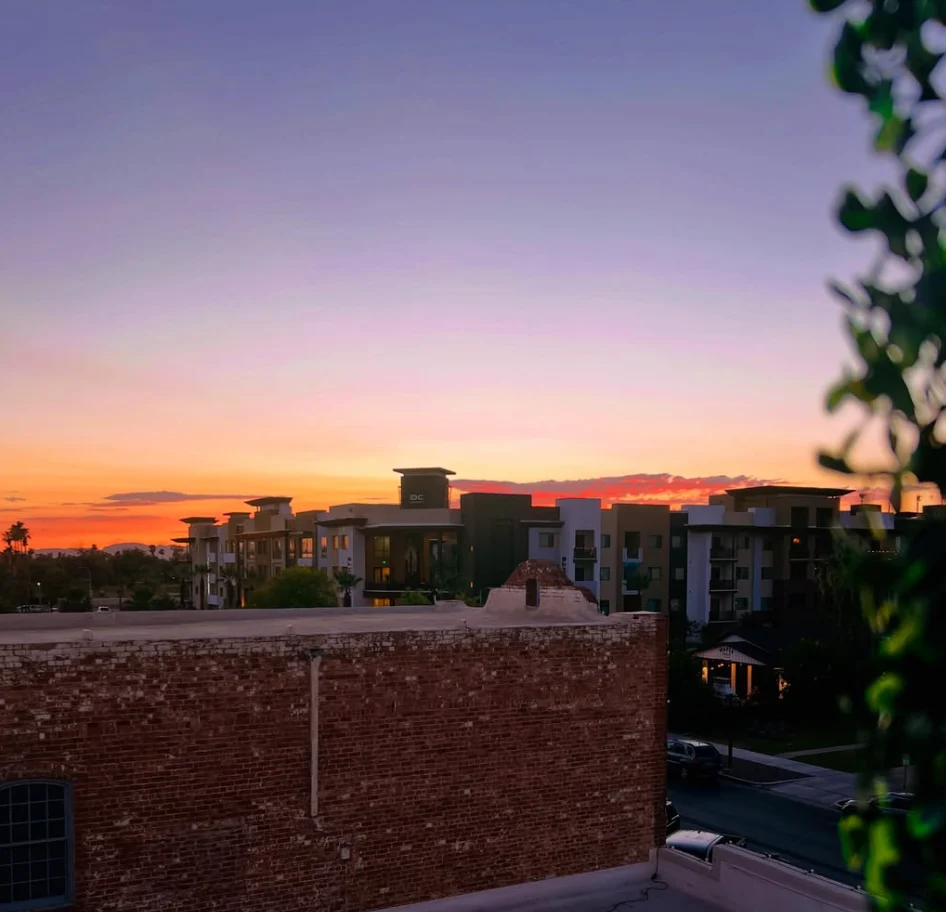 Arizona sunset over the surrounding downtown buildings